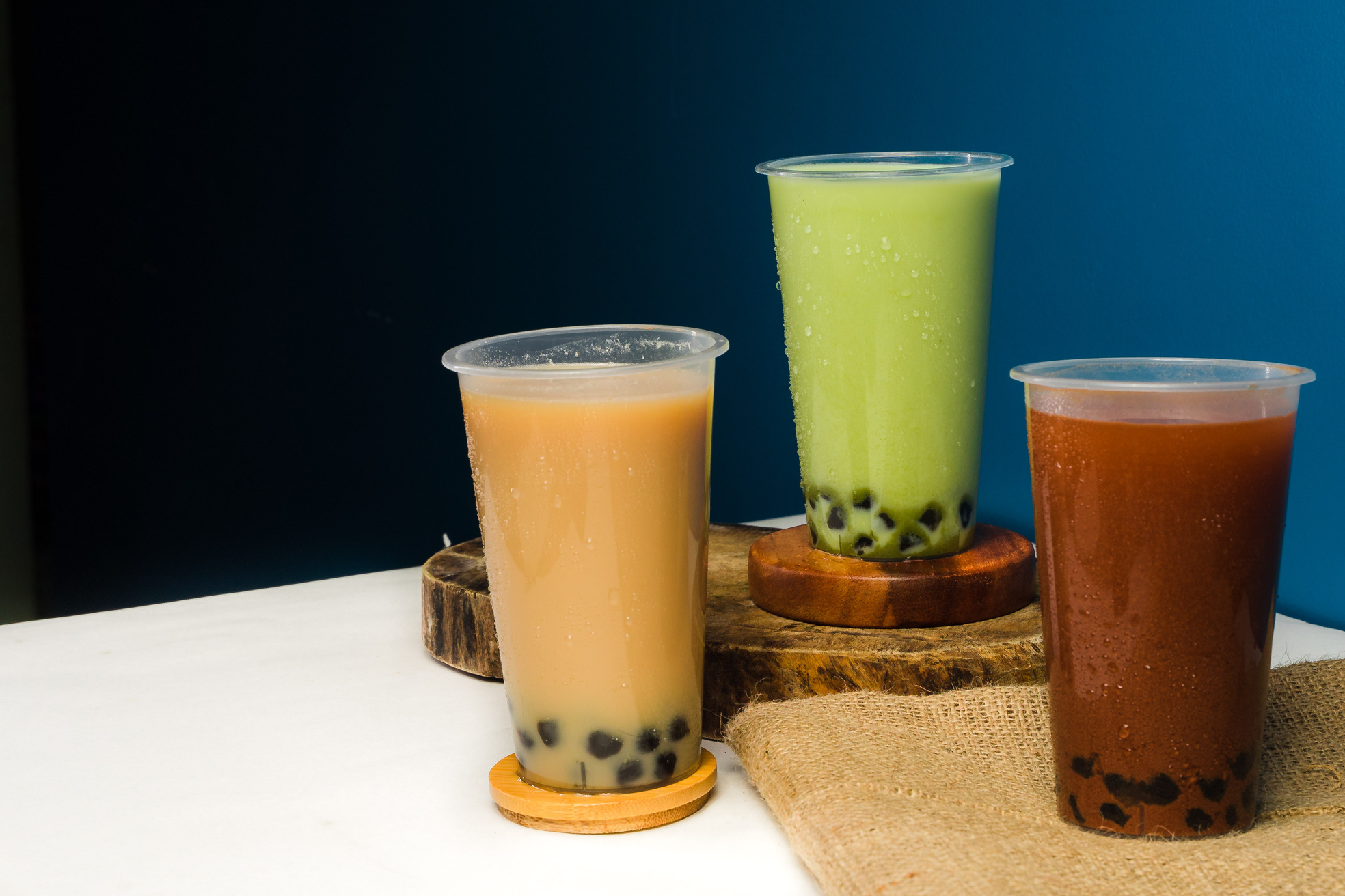 Assorted Flavor of Milk Tea with Pearls on Table